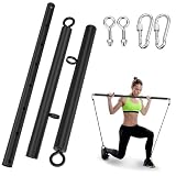 Expandable Spreader Bars Set, Adjustable Workout Pilates Bar with Heavy Duty Exercise Stainless Steel Foldable Bar for Home Gyms Tools.(Black)