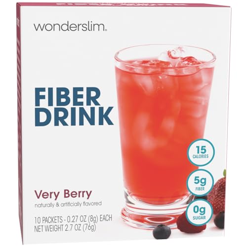 WonderSlim Fiber Drink, Very Berry, 5g Fiber, 7 Vitamins & Minerals, No Fat, Gluten Free, Keto...
