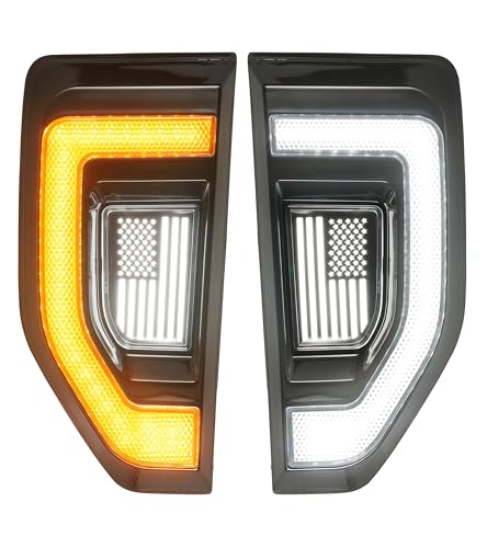 LED Side Marker Lights for Ford Maverick 2022 2023 2024 2025, Fender Badge Vent Blackout Emblem w/Sequential Turn Signals & Daytime Running Lights Lamp DRL Exterior Accessories (Clear Lens)