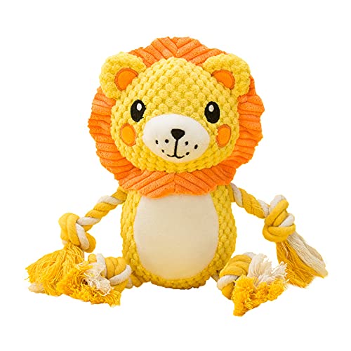 Dog Plush Toy-Squeak Dog Interactive Toy Durable Chewing Toys for Puppy Toy for Teeth Cleaning Interactive Toy for Small and Medium Dogs (Lion)