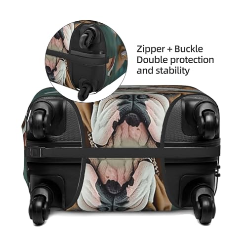 Funny English Bulldog Luggage Cover for Suitcase TSA Approved Elastic Suitcase Cover Anti-Scratch Travel Luggage Protector Cover Washable Trolley Case Cover Fit 18-32 Inch Luggage Small4