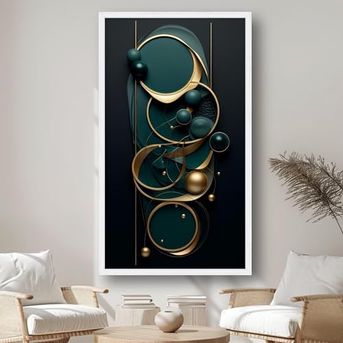 Tableau sur toile abstrait moderne grand format 50x90 cm décoration murale géométrique luxe