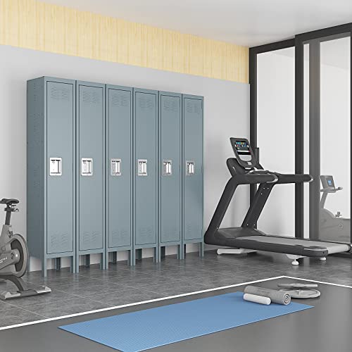 Image of Metal Locker for Home, Dressing Room, Gym, 65.98 inch Steel Storage Lockers for Employees, Lockable Locker Cabinet with 1 Door (Grey)