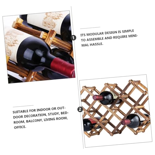 Soporte para botellas de vino de madera sólida PRETYZOOM miniatura 3