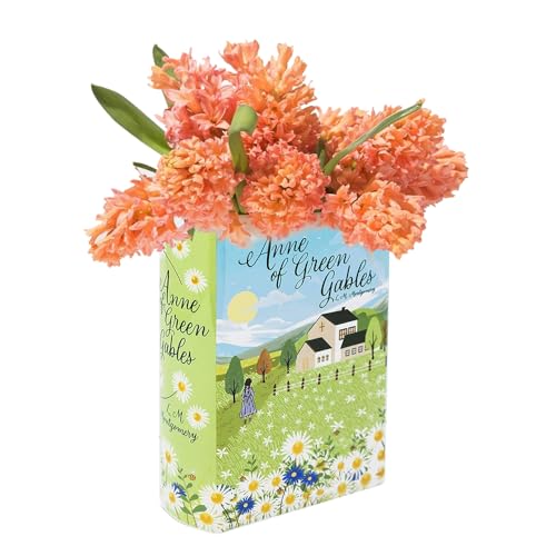 YANGUN Book Vase, Book Vase for Flowers, Decorative Design Planter, Unique Planters Bookshelf for Flowers Home Bedroom Office Decor (Art Deco) (New Model) (Art Deco)