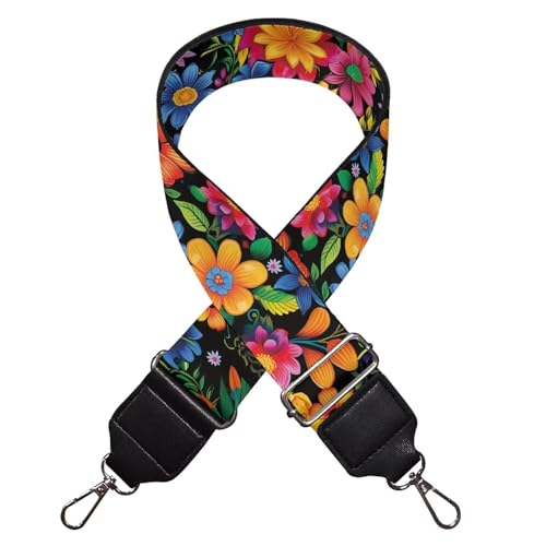 Image of TODIYADDU Colorful Daisy Floral Handbag Straps Crossbody Purse Trendy Shoulder Strap Replacement Strap for Crossbody Bag for Women Bag Straps for Handbags Fit for Guitar Instrument Computer Bag