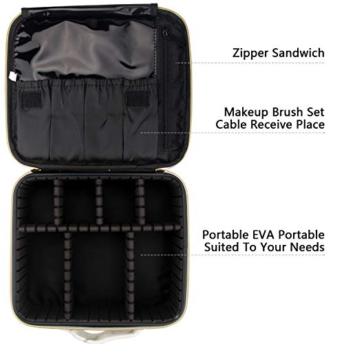 Marble Makeup Case Travel Makeup Bag Marble Cosmetic Bag Makeup Train Case for Women Brush Storage Box Organizer Holder with Adjustable Dividers (Marble Pattern)