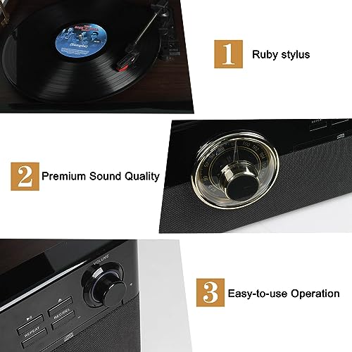 Dl DL-179D99 All-In-One Vinyl Record Player With 3 Speed Bluetooth Turntable thumb #3