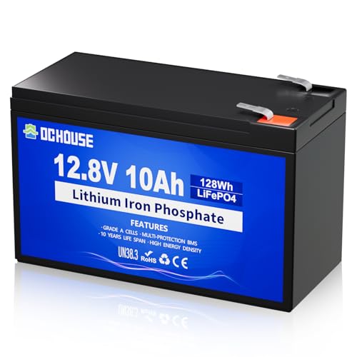 DC HOUSE 12V 10Ah LiFePO4 Lithium Battery 3000+ Deep Cycles Battery with Built-in BMS for Fish Finder UPS Power Wheels Solar Ride-on Toy Speaker