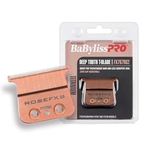 BaBylissPRO Barberology Deep Tooth Trimmer Replacement Blade for Outlining Hair Trimmers (FX707RG2) Rose Gold