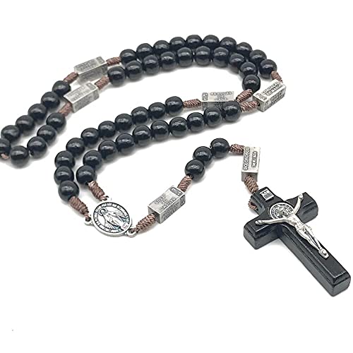 Terço Dos Mistérios Do Rosário Preto Prata Velha