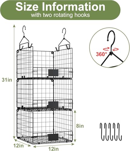 Sonyabecca Stackable Wire Baskets for Pantry Organizer and Storage, Food Packet Storage with Nameplate Toys Organizers for Kid’s Room Metal Pantry Basket for Snack Cans