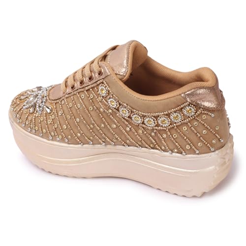 Image of Vendoz Women Wedding Hand Embroidery Bridal Sneakers CNV4031