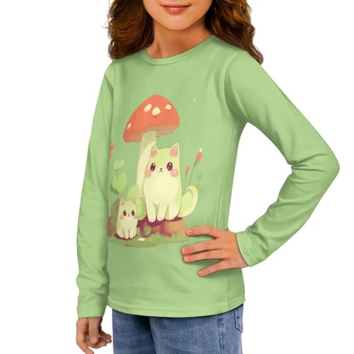 Image of Girls Long Sleeve Shirts Casual Crewneck Soft T-shirts for Girls 3-16 Years Old