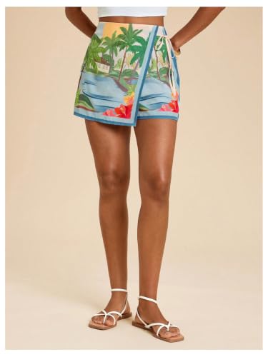 Image of SweatyRocks Women's Boho Mini Skirts Floral Shorts Tie Side Wrap Skorts