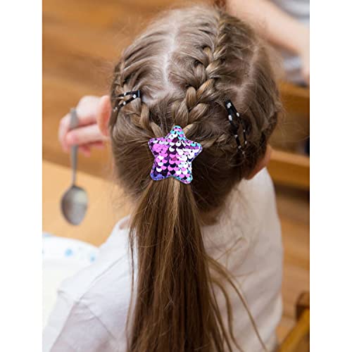 inSowni 30 Pack/15 works Glitter Sequin Heart Star Hair Ties Scrunchies Elastics Pigtail Ponytail Holders Hair Bows Rubber Bands Hair Ropes with Charms Accessories for Baby Girls Infants Toddlers Kids - Image 3