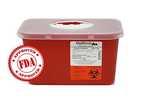 Oakridge Sharps Container - 1 Gallon (2 Pack) - Easy Use Rotating Lid Design #TOP2