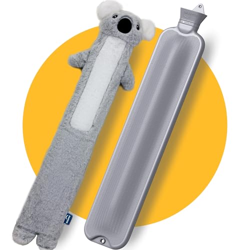 XXL Wärmflasche Lang & Groß 3 5 Liter mit Bezug - Koala - Nahtlose Ausführung - Weiches Wärmflaschenbezug - Lange Wärmeflasche XL für Babys Kinder und Erwachsene - Geschenk für Frauen Freundin