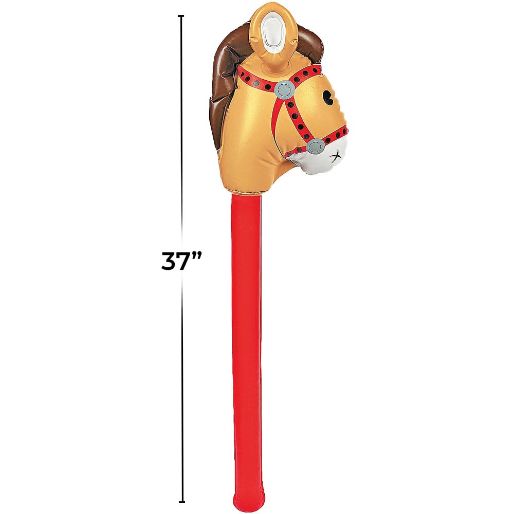 Fun Express Inflatable Stick Horse Toy - Fun Inflatable Character for Kids Easy to Inflate for Playtime Parties and Events - Perfect for Outdoor Fun Birthdays and Themed Celebrations - 1 Piece