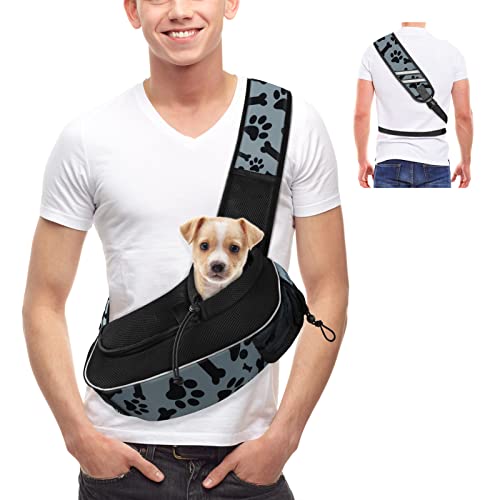 Image of Gloppie Dog Carriers for Small Dogs Pet Sling Carrier Hands Free Cat Sling Travel Puppy Bag Satchel Mesh Dog Purse Bag Cute Grey