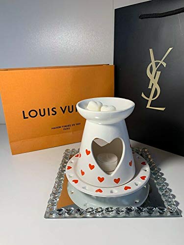 Be-Creative - Velas de té con aroma de corazón con cera aromática (blanco, quemador de derretimiento de corazón)