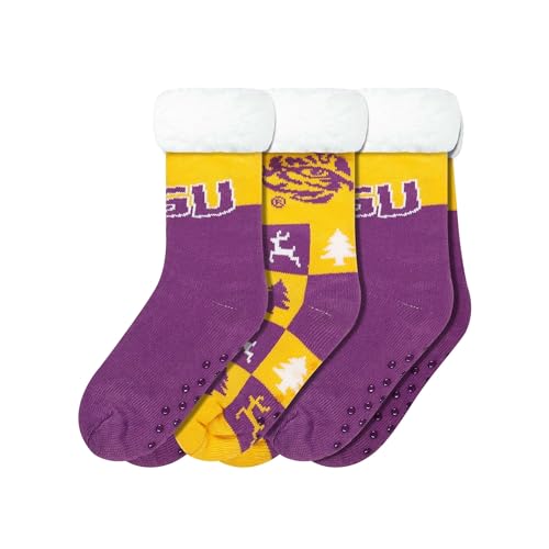 FOCO LSU Tigers NCAA Womens Fan Footy 3 Pack Slipper Socks