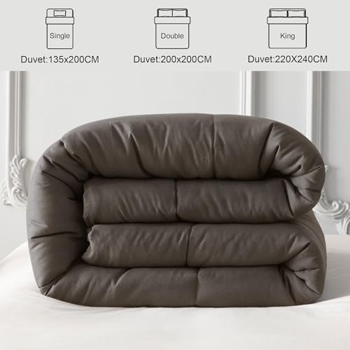 Image of Whale Flotilla Reversible Duvet Double Size for All Seasons, 7.5 Tog Down Alternative Box Sitiched Comforter, Lightweight and Machine Washable Bedding Set, 200x200 cm, Grey
