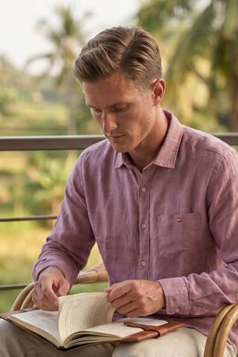 Image of Louis Philippe Men's Linen Blend Solid Shirt with Soft Handfeel & Naturally Antibacterial Finish - Holiday Wear