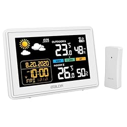 LEVIPE Estación Meteorológica Inalámbrica, Termóme...: 【ESTACIÓN METEOROLÓGICA MULTIFUNCIONAL】: La pantalla le proporciona el calendario (se puede cambiar el mes/día o el día/mes), semana (7 idiomas: inglés/alemán/italiano/francés/español/danés/holandés), hora de visualización del tiempo (conmutable 12H ...