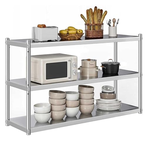 Étagère Murale Cuisine Inox 3 Niveaux Supportant Micro-Ondes - 2