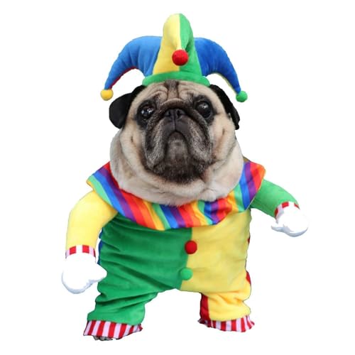 Hundekostüm, Hundekleidung, Haustierkostüm, Halloween, Cosplay für Hunde, Halloween, Weihnachten, Clown-Kostüm, lustig, lustig, für Hunde und Katzen, kreatives aufrechtes Kostüm (m)