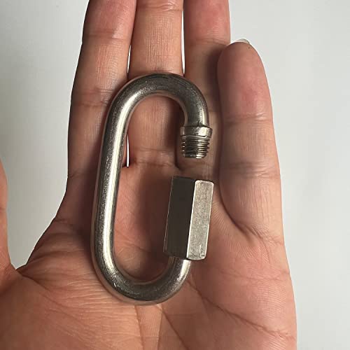Lependor Quick Links, 304 Stainless Steel Carabiner D Shape Chain Links For Camping, Outdoor, Fence Gate Swings, Pet Dog - 4 Pcs M8 (5/16") #TOP4