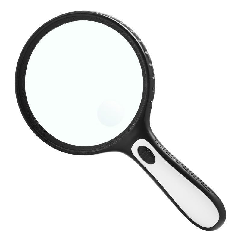 CALAMAANS Large Magnifying Glass with Light, 10 x Reading Magnifying Glass Hand Magnifier