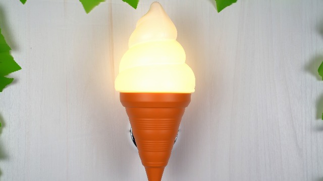Image of Cute Ice Cream Cones Wall Sconce, Plastic Wall Light, Modern Children's Room Lighting for Children's Room Cafe in Orange