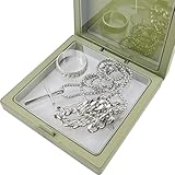 YOSKAEDI Herren Halskette Kette Silberkette Königskette 3-teiliges Set mit Armband & Ring, Edelstahl Schmuck für Männer, HipHop Style Geschenk für Vater & Freund(Silber)