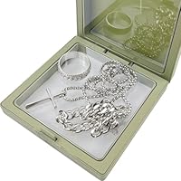 YOSKAEDI Herren Halskette Kette Silberkette Königskette 3-teiliges Set mit Armband & Ring, Edelstahl Schmuck für Männer, HipHop Style Geschenk für Vater & Freund(Silber)