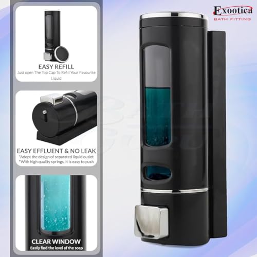 Image of ABS Liquid Soap Dispenser for Bathroom, Kitchen & Office | 1Pc Set (400ML) Black | Wall Mounted
