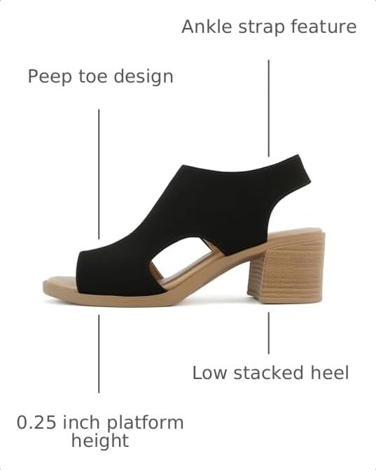 Image of CITYCLASSIFIED inchElect inch ~ Women's Peep Toe Laser Cut Geometric Caged Slingback Ankle Strap Low Stacked Heel Ankle Bootie