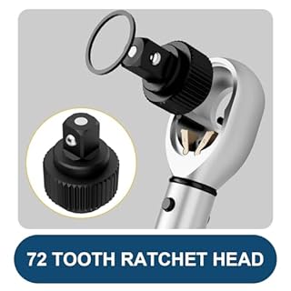 VANPO Chiave Dinamometrica 1/2'', 20-220 NM Auto e Moto Chiavi Dinamometriche Set con 125mm Barra di Prolunga, Adattatore da 1/2“ a 3/8'',72 Dente, Precisione ± 3% con Cricchetto Reversibile per Auto