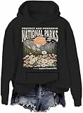 protect national parks felpa con cappuccio retro floreale natura conservazione camicia parchi nazionali felpe, nero-h, xl