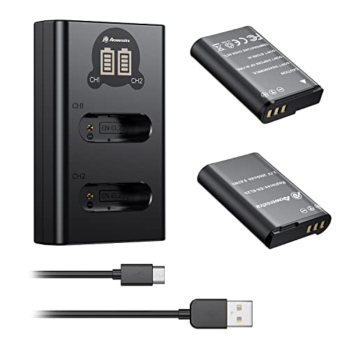 2 x 2600mAh EN-EL23 Battery and Charger with LCD Display Compatible with Nikon Coolpix P600, P610, B700, P900 Camera