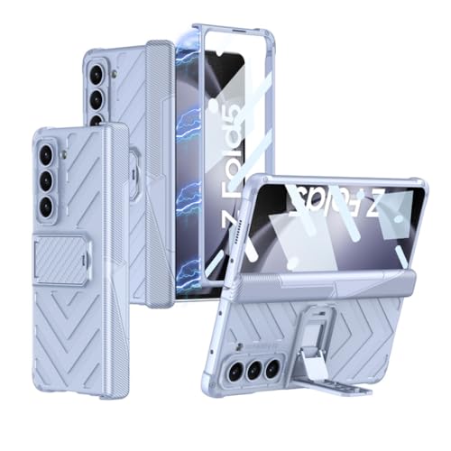 Coque Galaxy Z Fold 5 bleu clair mat avec film protection écran et support rigide