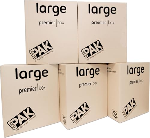 StorePAK Heavy Duty Storage Boxes | Large Moving Boxes Pack of 5 | 107L Extra Strong Double Walled Cardboard Boxes for Packing & Moving House | Recyclable, Stackable & Reusable | H 540 x W 446 x D 446
