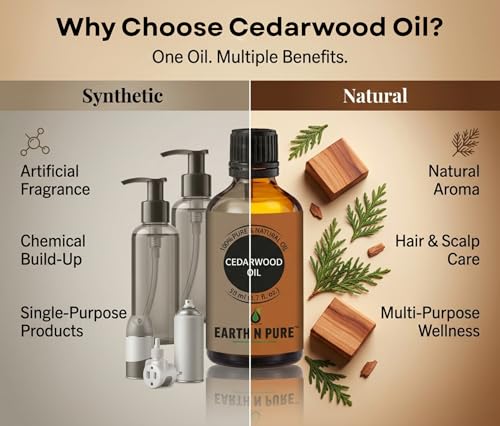 Image of Earth N Pure Cedarwood Essential Oil | Steam Distilled | Pure & Undiluted | Supports Scalp Balance & Healthy-Looking Hair | Vegan & Cruelty-Free | 50ml