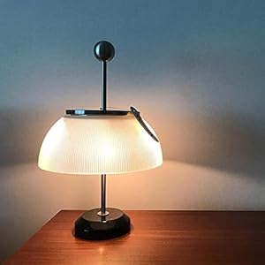 Lampada da comodino in vetro della metà del secolo, lampada da tavolo traslucida, lampada da tavolo laterale, con paralume in vetro e base in marmo, per camera da letto, soggiorno, studio dell’ufficio