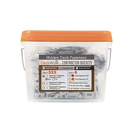 DeckWise (Grey) Ipe Clip Extreme Hidden Deck Fasteners, 3/32" Spacing, Includes Stainless Steel Black #8x2" Trim-Head Screws for 300 Sq. Ft. of AD Hardwood or Thermal Wood Decks (525 Bucket)