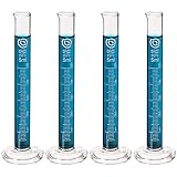 Glass Graduated Cylinders - Education & Research Equipment for Industrial & Academic Labs - Borosilicate Glass Measuring Cups - Science Laboratory & Chemistry Classroom Supplies (5mL, 4-pack)