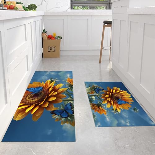 Tapis de cuisine 3D tournesol papillon de haute qualité esthétique - 4