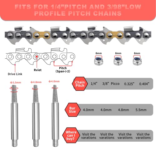 Foto von SMEIWANR Zahnschärfer, Kettenschärfgerät, Sägekettenschärfgerät-kit, Handkurbel-Kettensägenschärfgerät, tragbares Kettenschärfgerät, geeignet für alle Ketten, inkl. Handschuhe(RED)