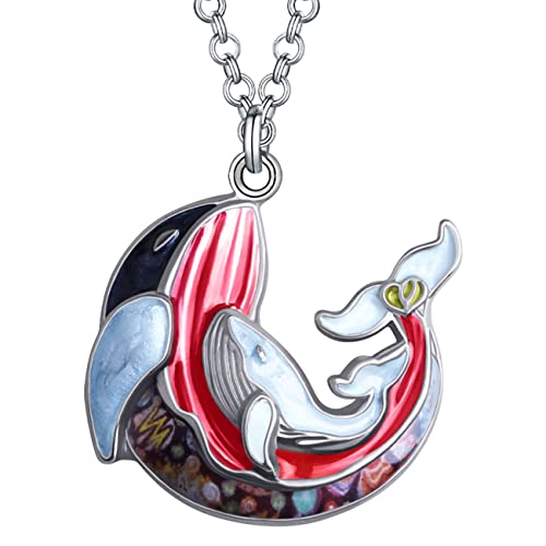 Collier Requin Émail Bijoux d'Océan avec Pendentif Pieuvre et Méduse